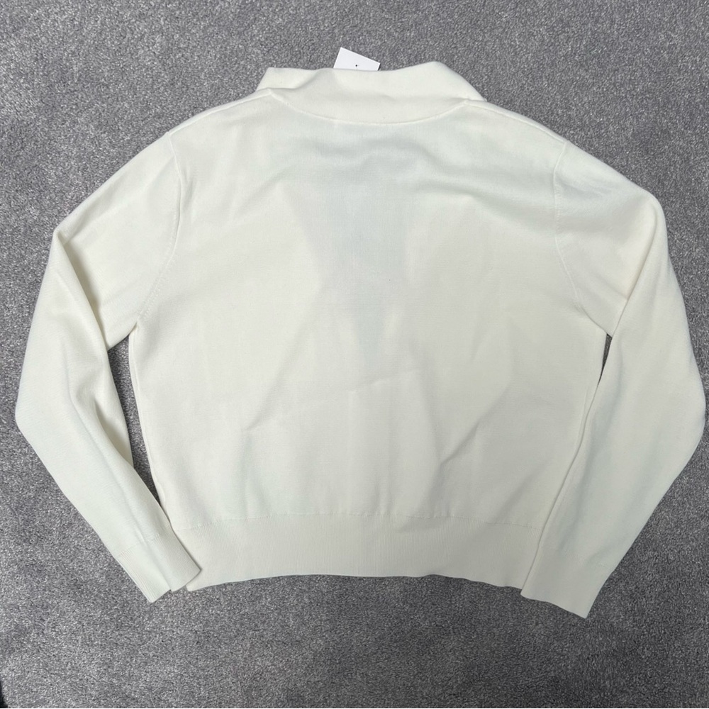 Kokun Cropped Cream Zip-Up Jacket 100% cotton Bomber Spring jacket size medium - Picture 8 of 8